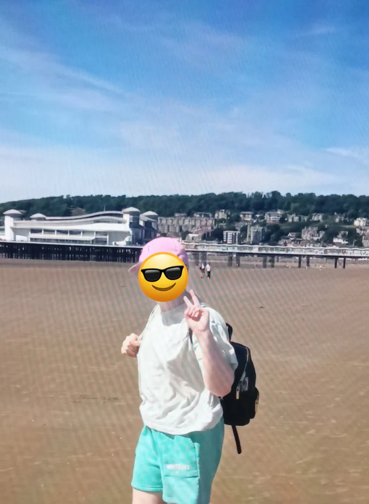 YP posing at the Weston-Super-Mare beach.