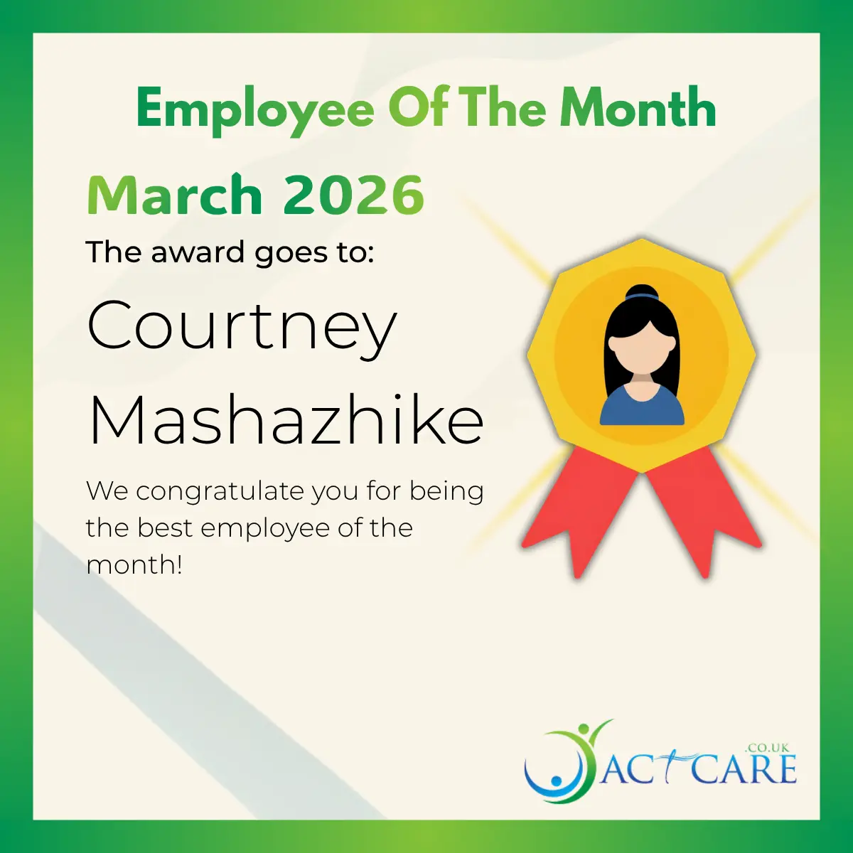 Courtney's Employee Of The Month Award 2026